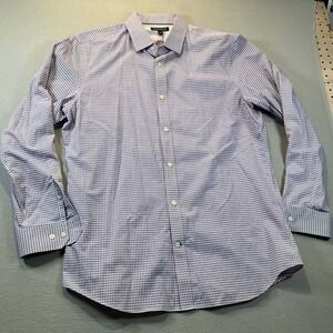 Banana Republic Mens XL Slim Fit Non Iron Shirt Purple Gingham Button